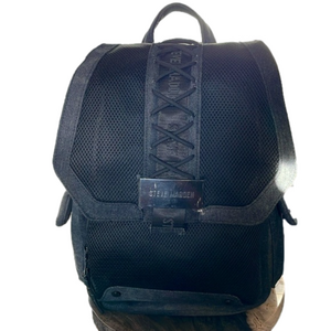 NWT STEVE MADDEN BLACK DENIM AND MESS BACKPACK